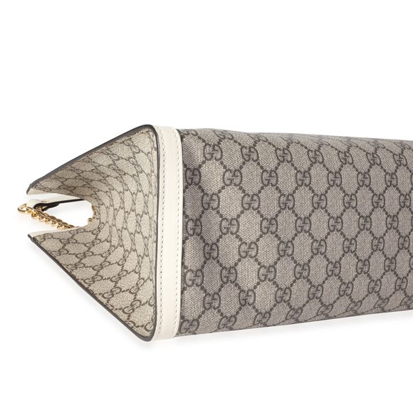 Gucci GG Supreme & White Leather Medium Padlock Shoulder Bag - Picture 6 of 7
